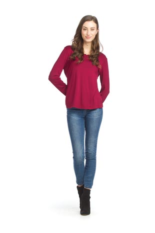PT-15034 - Bamboo Stretch Long Sleeve Top - Colors: Black, Blush, Burgundy, Cream, Navy - Available Sizes:XS-XXL - Catalog Page:51 